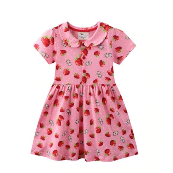 Other - Strawberry Girls Short Sleeve Collar Dress